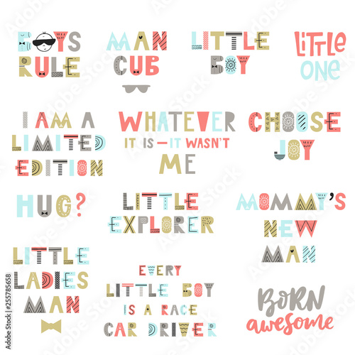Big kids collection of lettering phrases. Vector illustration
