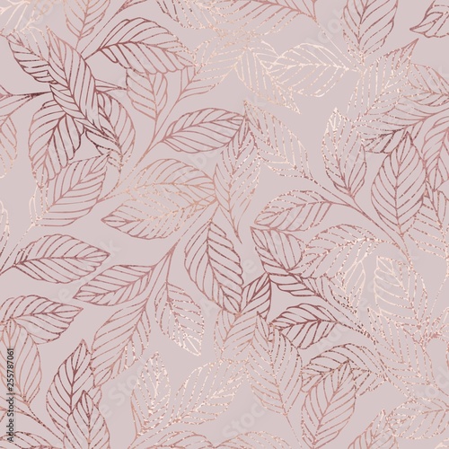 The branches. Rose gold. Elegant vector texture