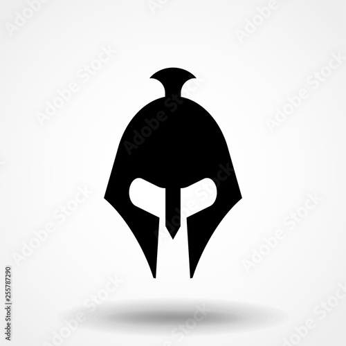Spartan Helmet silhouette, Greek warrior - Gladiator, legionnaire heroic soldier. vector