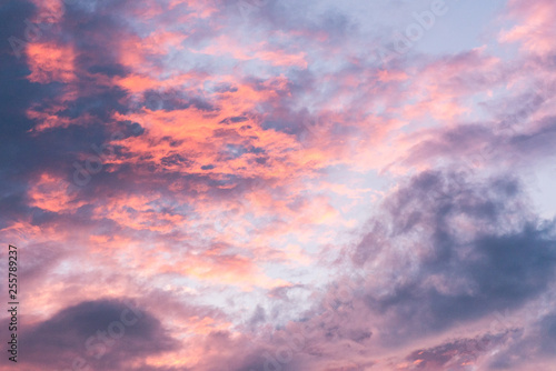 Beautiful Colorful sky and cloud in twilight background, Amazing purple sky after sunset time.