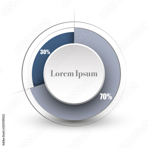 Business colorful pie chart template with big circle in the center. Background for your documents, web sites, reports, presentations and infographics