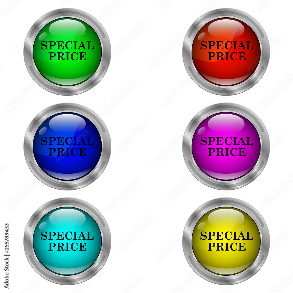 Special price icon. Set of round color icons. Special price icon. Set of round color icons.