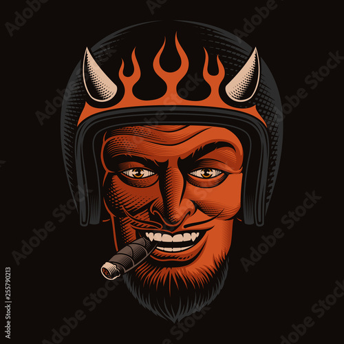 Vector Illustration of a Devil Biker