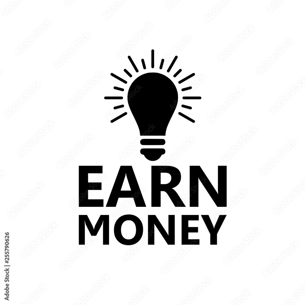 Earn Money icon, Lightbulb icon