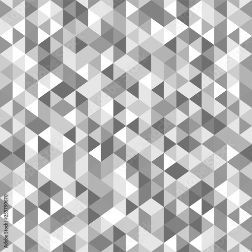 Abstract polygon grey and white graphic triangle seamless pattern. Vector graphic background.