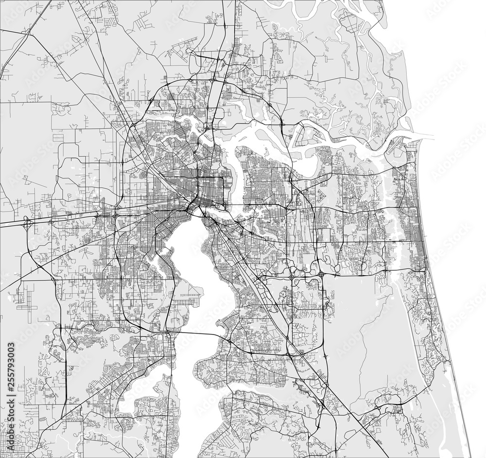 Mapa De Jacksonville Florida Map Of The City Of Jacksonville, Florida, Usa Vector De Stock | Adobe Stock
