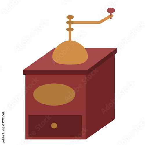 old coffee mill flat simple illustration