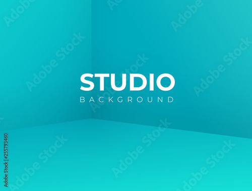 Empty blue studio room, used as background for display your products - Vector illustration