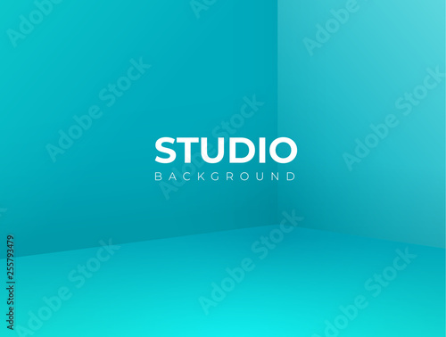 Empty blue studio room, used as background for display your products - Vector illustration