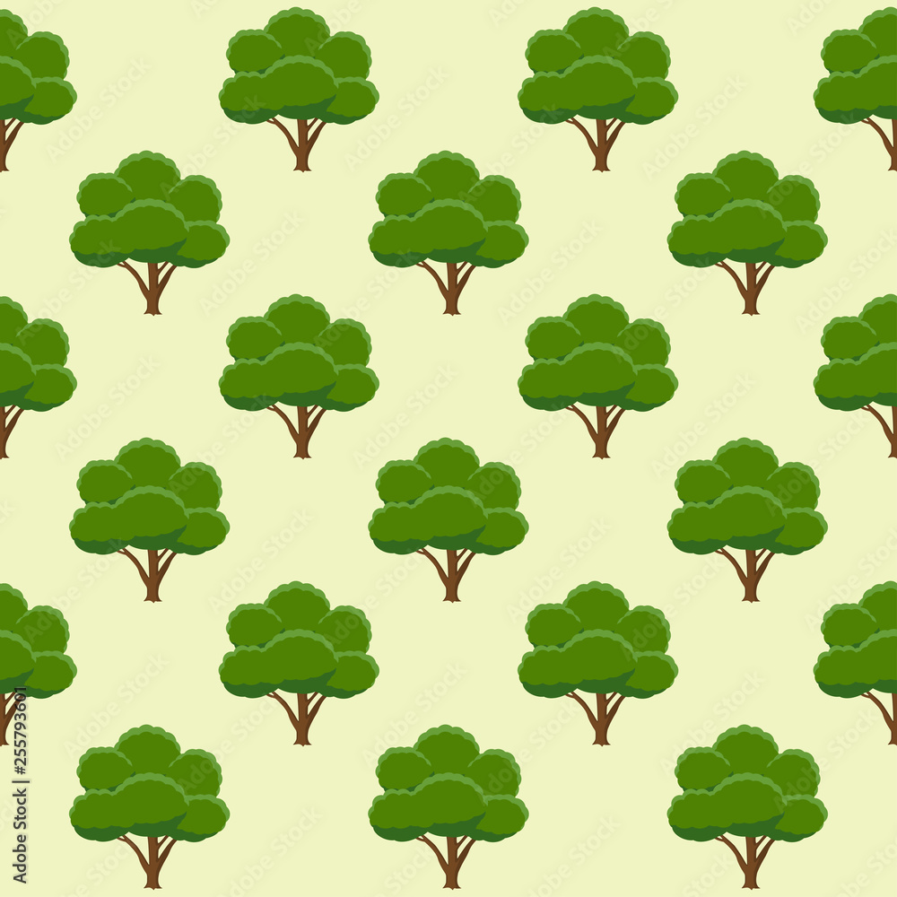 Seamless pattern with trees. Vector illustration.