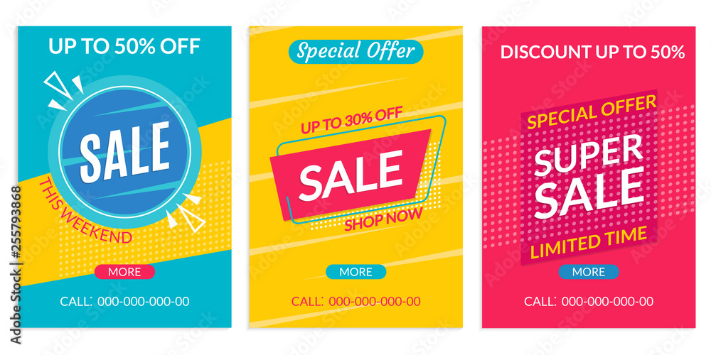 Clearance sale retail offer flyer social media graphic design template.