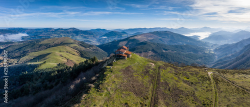 Φωτογραφία Hermitage in Kolitza mount in Balmaseda drone view 21:9