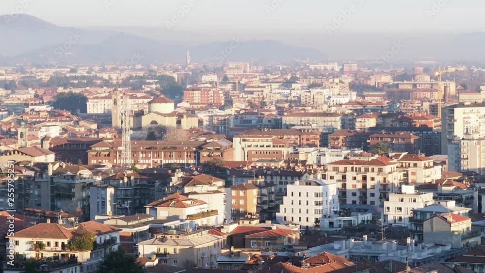 panoramic view of Citta Bassa (Lower Town) of Bergamo city in evening panoramic view of Citta Bassa (Lower Town) of Bergamo city in evening