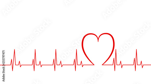 Heart pulse, Red and white colors, cardiogram, beautiful healthcare, medical background. modern simple design, Icon, sign or logo vector, healthcare concept.