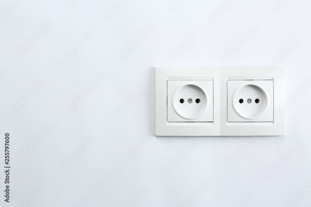 Power sockets on white background. Electrician's equipment Power sockets on white background. Electrician's equipment