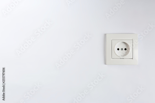 Power socket on white background. Electrician's equipment