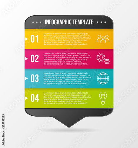 Colorful chart with business symbols - infographic template. Vector