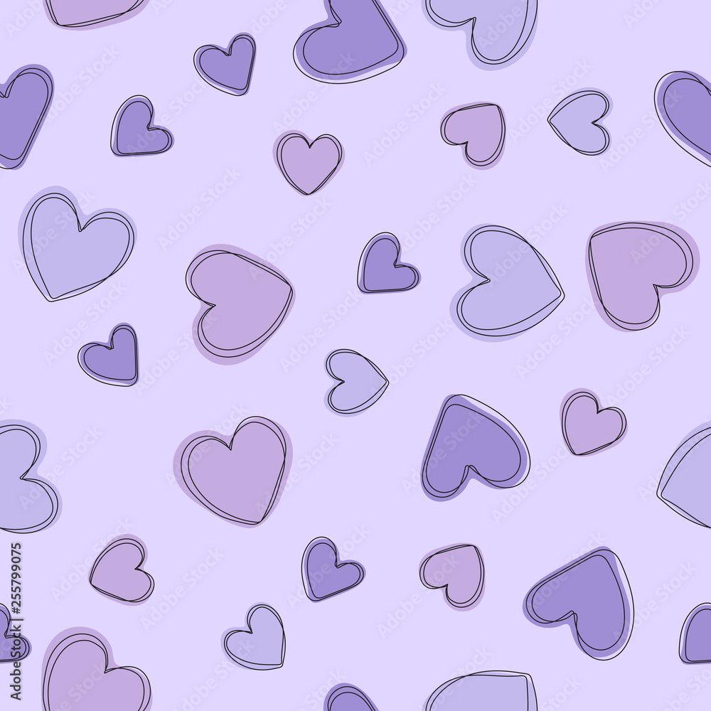 Soft, pastel purple background with hearts. Vector seamless pattern with  hearts. Cute sweet love baby background. Colorful design for textile,  wallpaper, fabric, decor. Stock Vector | Adobe Stock