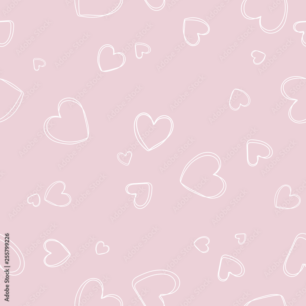 Soft, pastel pink background with hearts. Vector seamless pattern with  hearts. Cute sweet love baby background. Colorful design for textile,  wallpaper, fabric, decor. Stock Vector | Adobe Stock