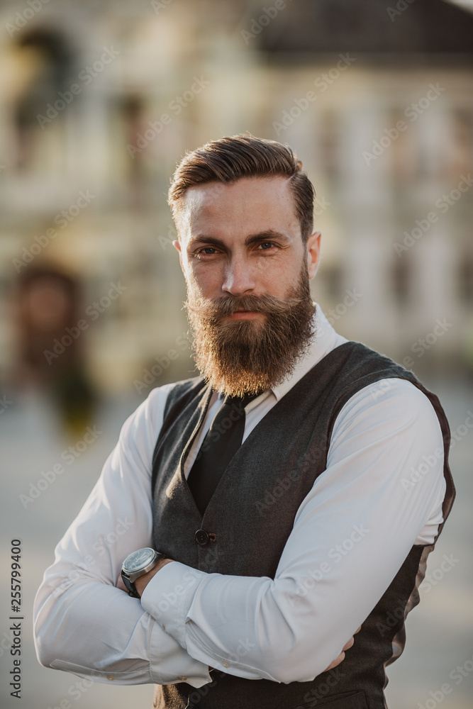 Naklejka premium Handsome bearded businessman in Zrenjanin