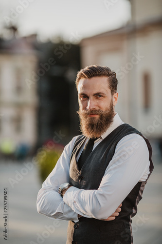 Handsome bearded businessman in Zrenjanin