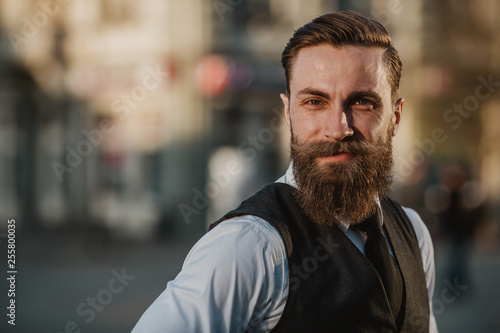 Handsome bearded businessman in Zrenjanin