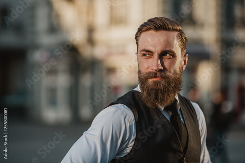 Handsome bearded businessman in Zrenjanin