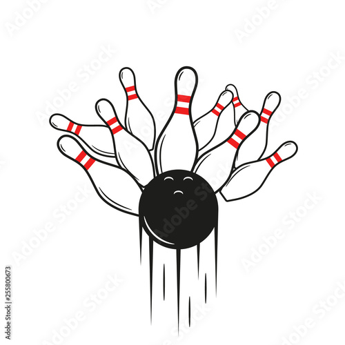 Bowling, strike illustration. Vector.