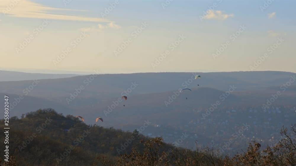 Gliders on the sky practicing in the mountains Gliders on the sky practicing in the mountains