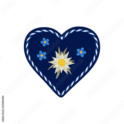 Hand drawn edelweiss flower in heart