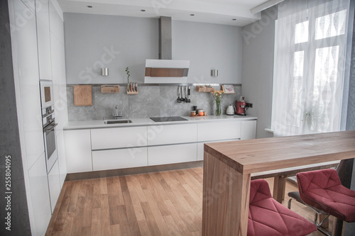 the spacious kitchen in minimalist style