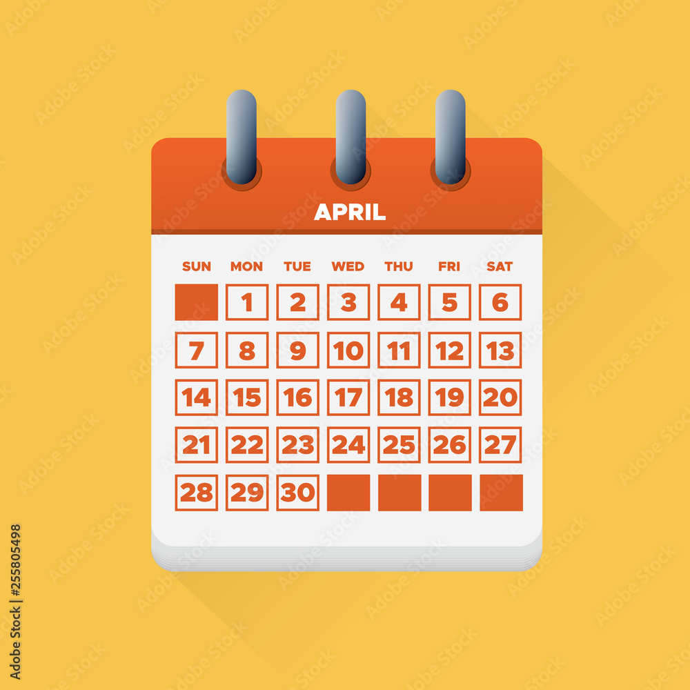Vector April for 2019 Calendar Vector April for 2019 Calendar