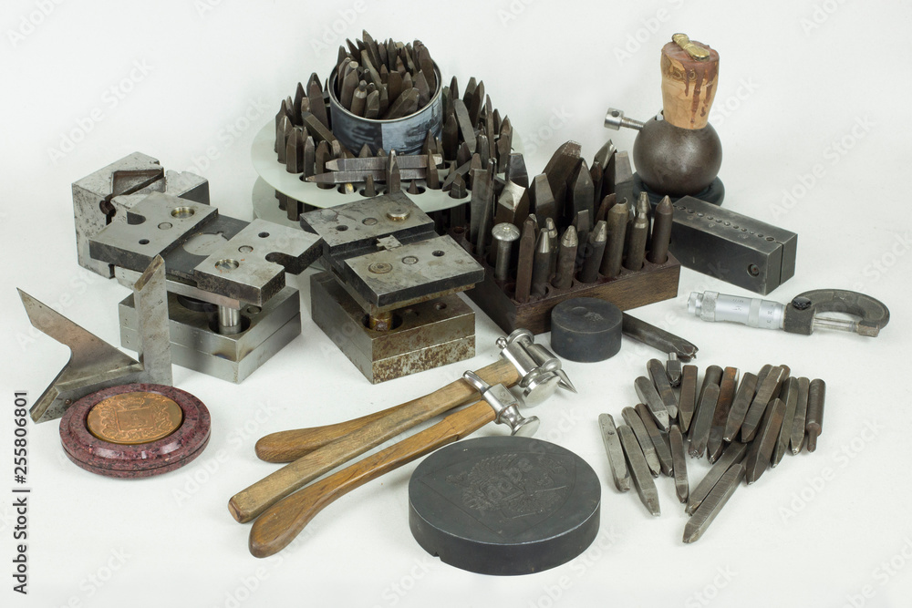 Tools for Manual Metal Engraving. Stock Image - Image of instrument, craft:  86434255