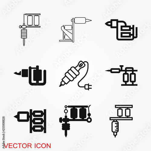 Tattoo Machine Icon vector sign symbol for design