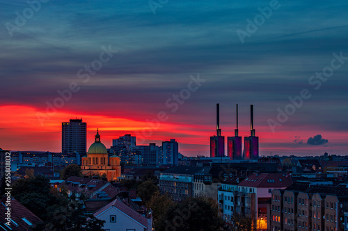 Hanover city skyline on colorful sunset sky photo