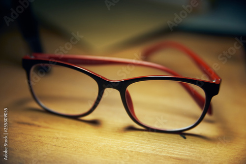 glasses on a wooden table