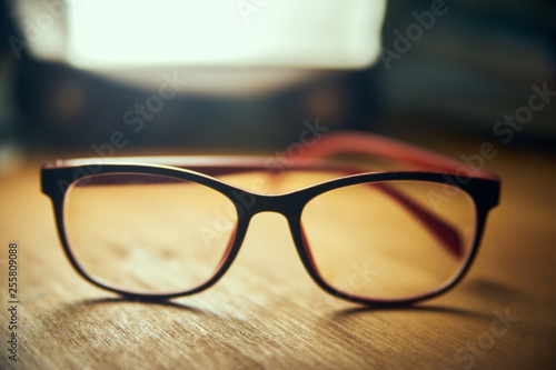 glasses on a wooden table