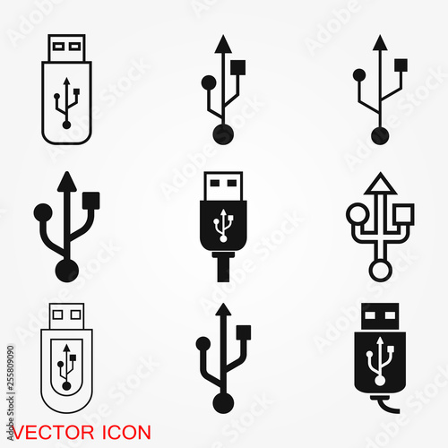 Usb icon vector sign symbol for design photo