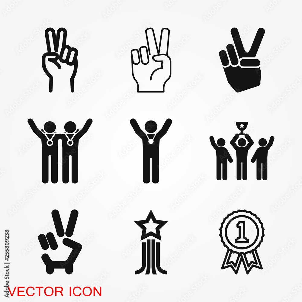 Fototapeta premium Victory icon vector sign symbol for design