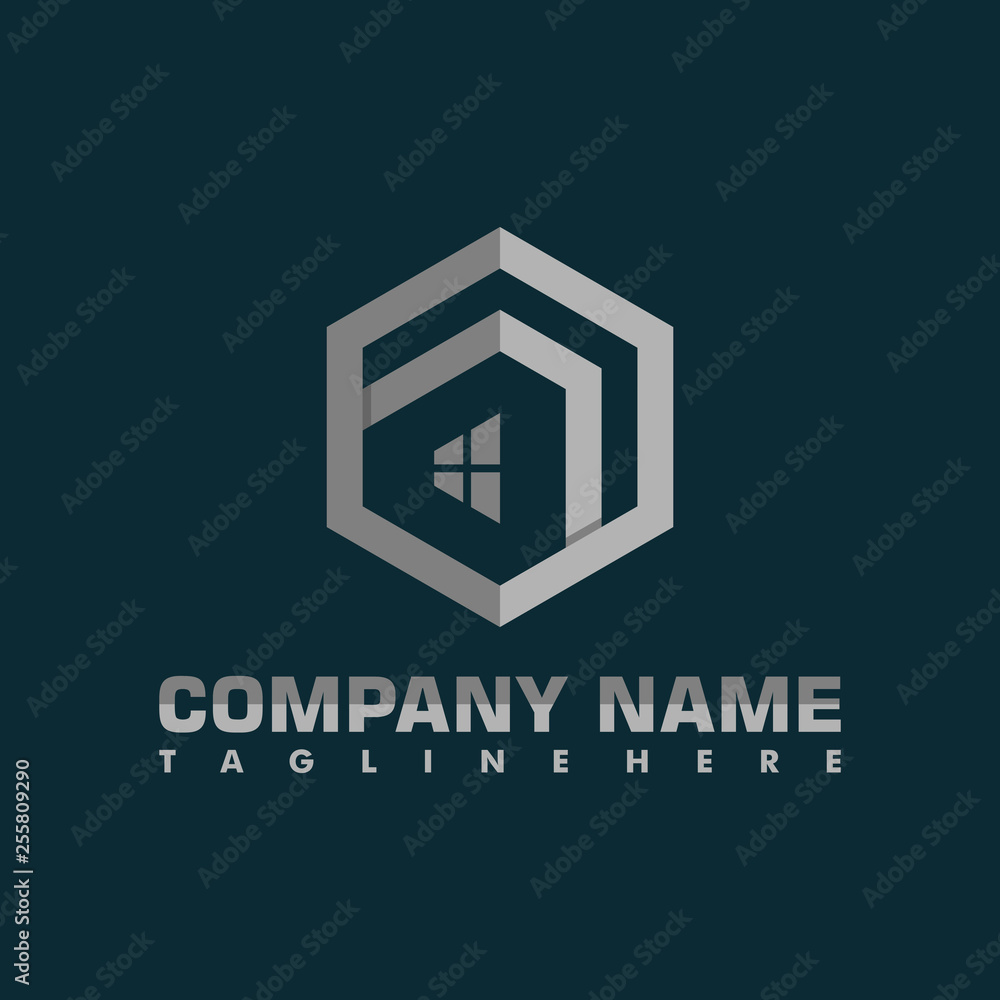 hexagonal real estate architecture simple flat monochrome vector logo hexagonal real estate architecture simple flat monochrome vector logo