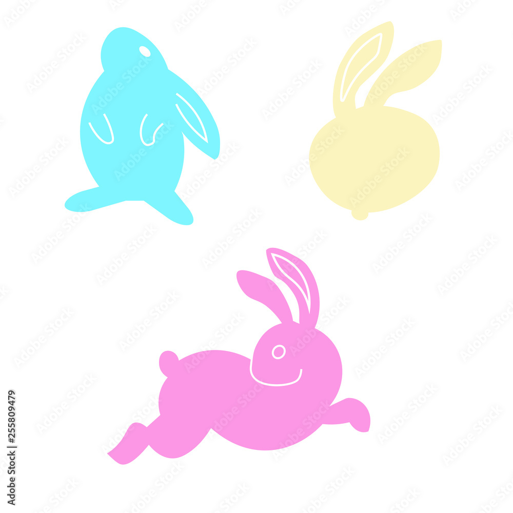 Cute set color Easter bunny. illustration isolated on background Cute set color Easter bunny. illustration isolated on background