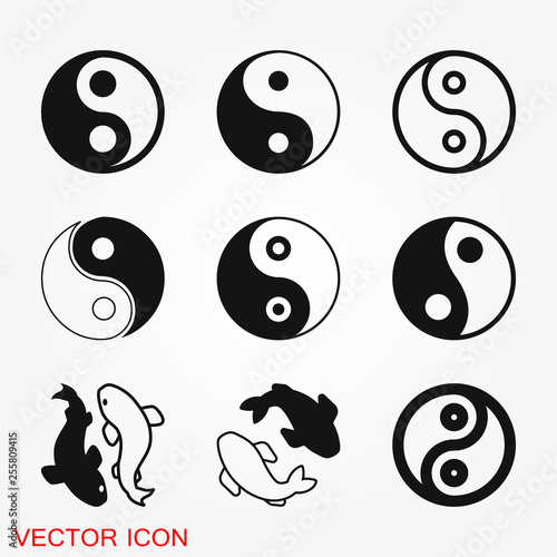 Yin Yang icon vector sign symbol for design