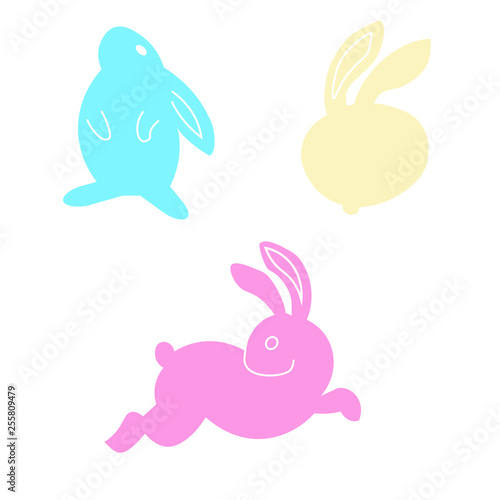 Cute set color Easter bunny. illustration isolated on background