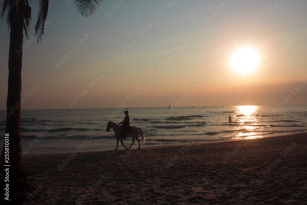 hua hin/aom manao beach/pier at sunrise sunset hua hin/aom manao beach/pier at sunrise sunset