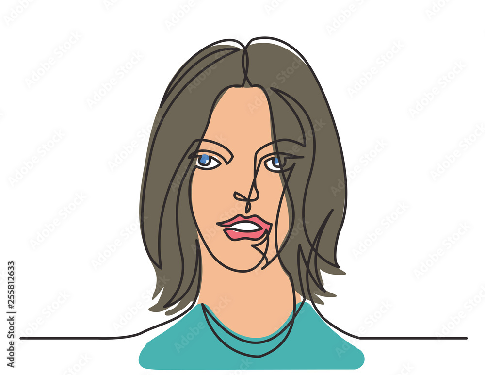 continuous line drawing of beautiful woman on white background continuous line drawing of beautiful woman on white background