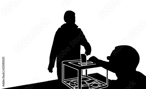 Homme déposant son bulletin de vote dans l'urne