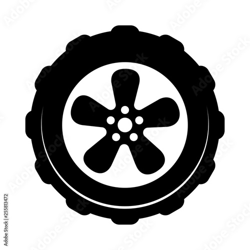 Wheel icon isolated on whit...