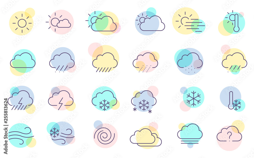 Thin line weather icon set. Thin line weather icon set.