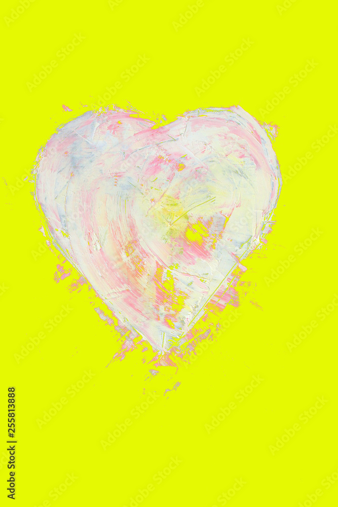 heart shape over yellow, as background