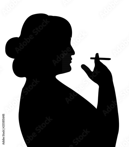 woman smoking head silhouette vector